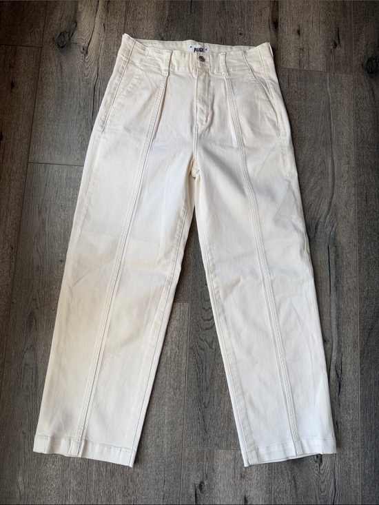 PAIGE Denim - PAIGE High-Rise Wide Leg Jeans in Off-White/Cream